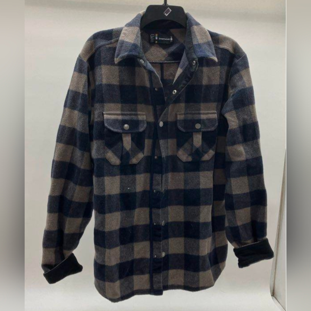 Smartwool Navy Gray Plaid Shirt - Size L
